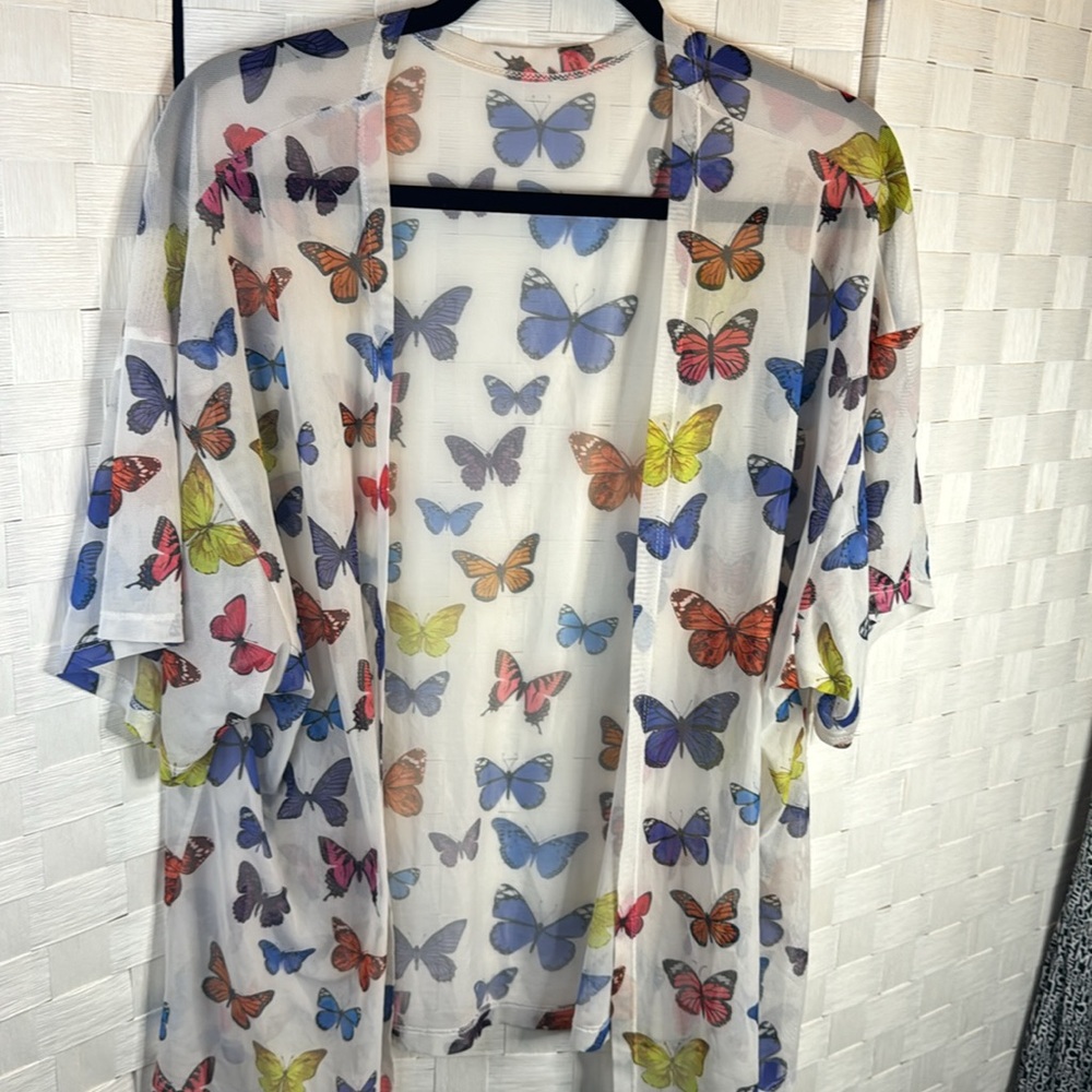 SHEIN Butterfly Sheer cover up